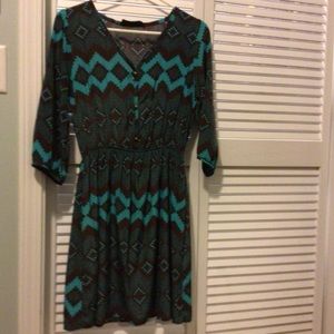 Teal and brown dress